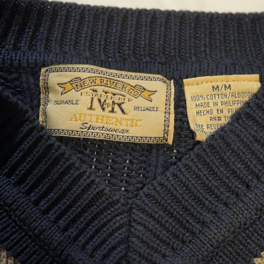 Vintage 90s New River Co Cable Knit V-Neck Sweater 100% Cotton Preppy Size M - Picture 7 of 7